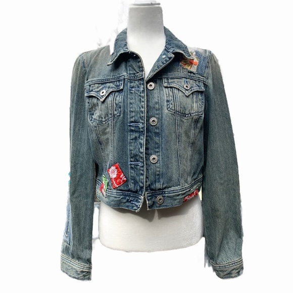 Miss Me Cropped Denim Jacket Girls Large - Picture 1 of 11